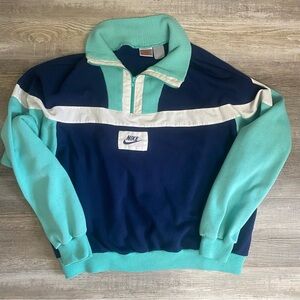 Vintage 80s/70s Nike Sweatshirt Orange Tag Quarter Zip Up Sweatshirt-size Large